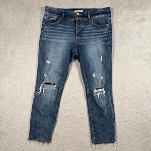 BKE‎ Denim Victoria Mid Rise Ankle Skinny Jeans Women Size 32 (36x26) Distressed